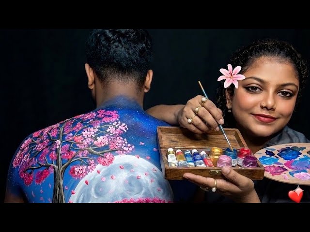 ASMR | My Wife Doing My Relaxing BackPainting 🎨💆 |