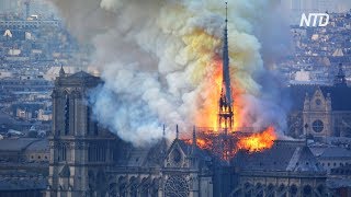 Пожар в соборе Парижской Богоматери: люди поют «Аве Мария»