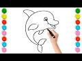 How to draw a Dolphin easy for kids / D for Dolphin drawing tutorial !