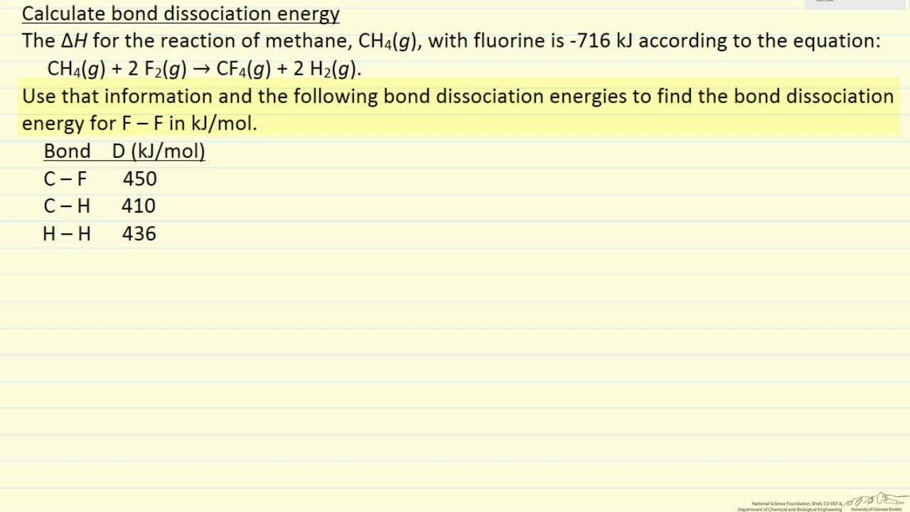 bond dissociation energy example example youtube