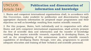Law of the sea convention, Article 244, Publication and dissemination of information and knowledge