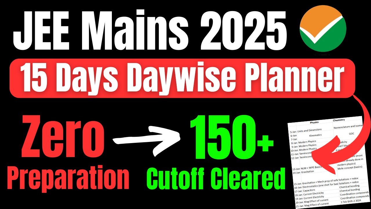 JEE Mains 2025 Last 15 Days Planner 🔥Clear Cutoff for JEE Mains 1st ...
