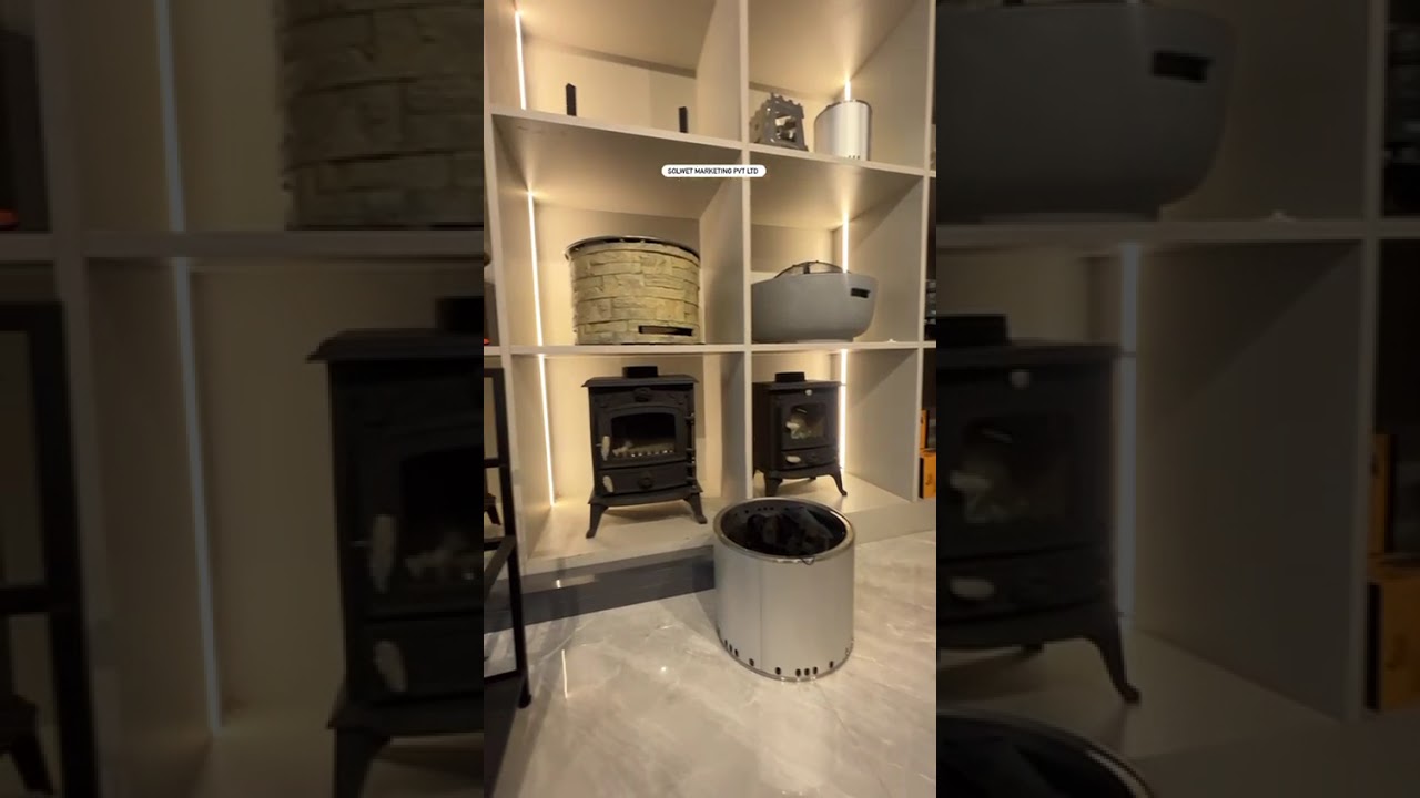 Cast iron wood burning fireplace