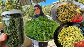 حفظ الكزبرة الخضراء بدون فريزر لسنوات🔥طبخ أقدم وأهم وأطيب لوبياء قصاص في لبنان🔥🇱🇧