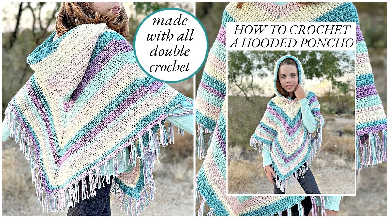 Easy All Double Crochet Hooded Poncho | Beginner Crochet Pattern (Kids & Adult Sizes)