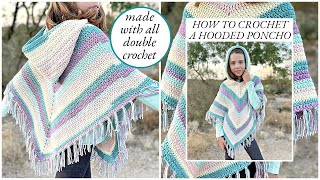 Easy All Double Crochet Hooded Poncho | Beginner Crochet Pattern (Kids & Adult Sizes)