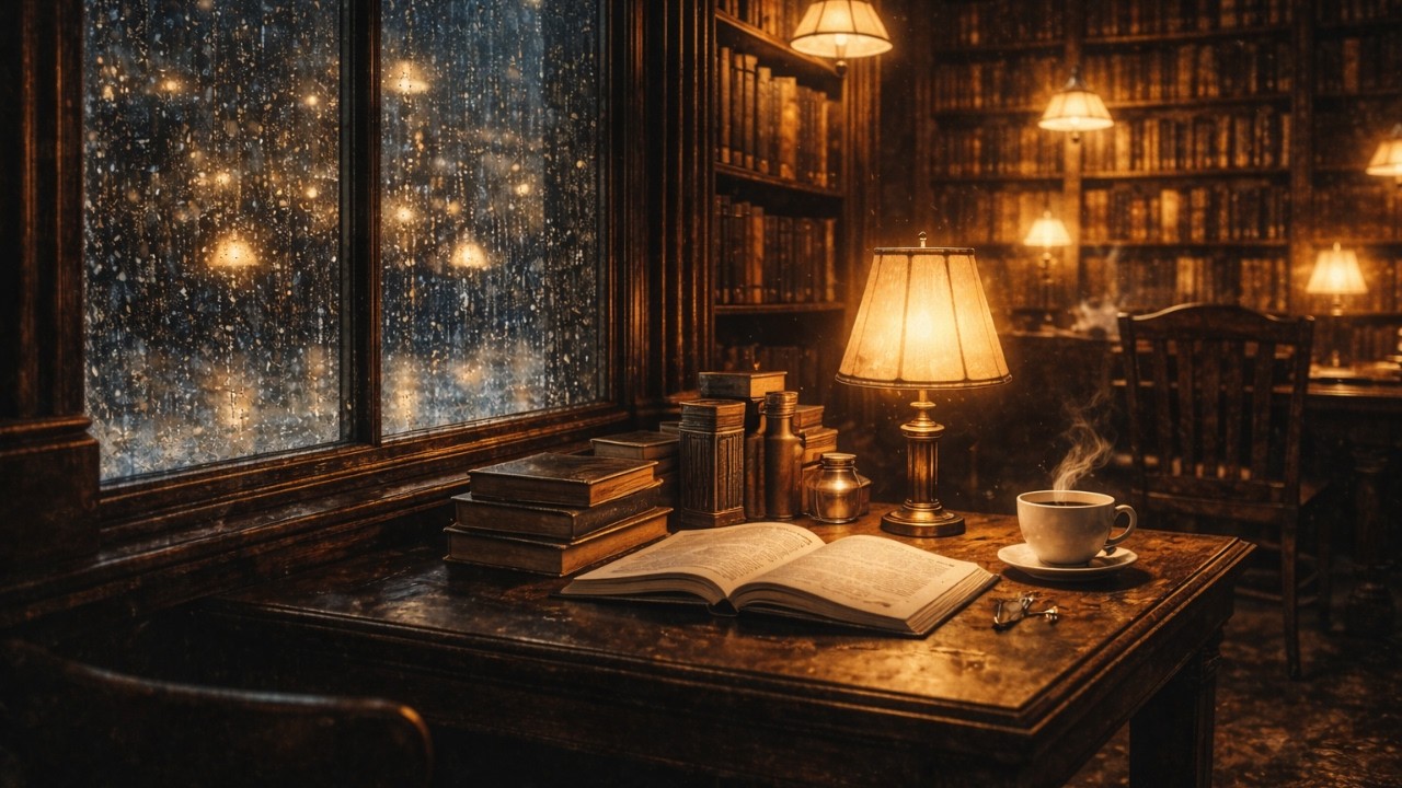 Silent Night Library Ambience | Vintage Jazz Piano for Deep Focus