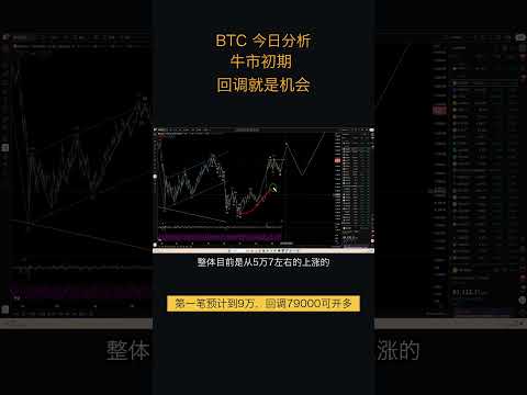 9.19比特币走势分析:比特币牛市初期,第一笔五浪进行中,回调即是开多机会,目标9万(比特币合约交易)军长 #trading #比特币 #shorts