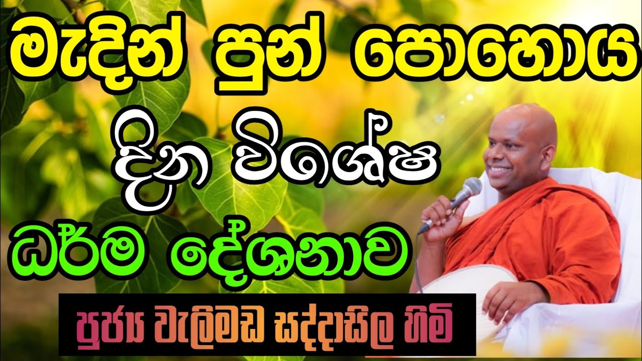 මැදින් පුන් පොහොය දින විශේෂ ධර්ම දේශනාව | Welimada saddhaseela thero | සද්දාසිල හිමි 🙏💐🙏