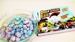 54 pieces of DINOSAUR EGGS unboxing whole set of TOYS GROWING IN WATER videos for kids