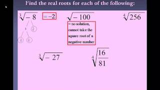 Algebra 2 Simplifying Radical Expressions - Perfect Roots