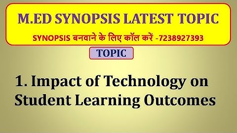 M. Ed Synopsis Latest Topic List | #synopsis #dissertation #CRSU