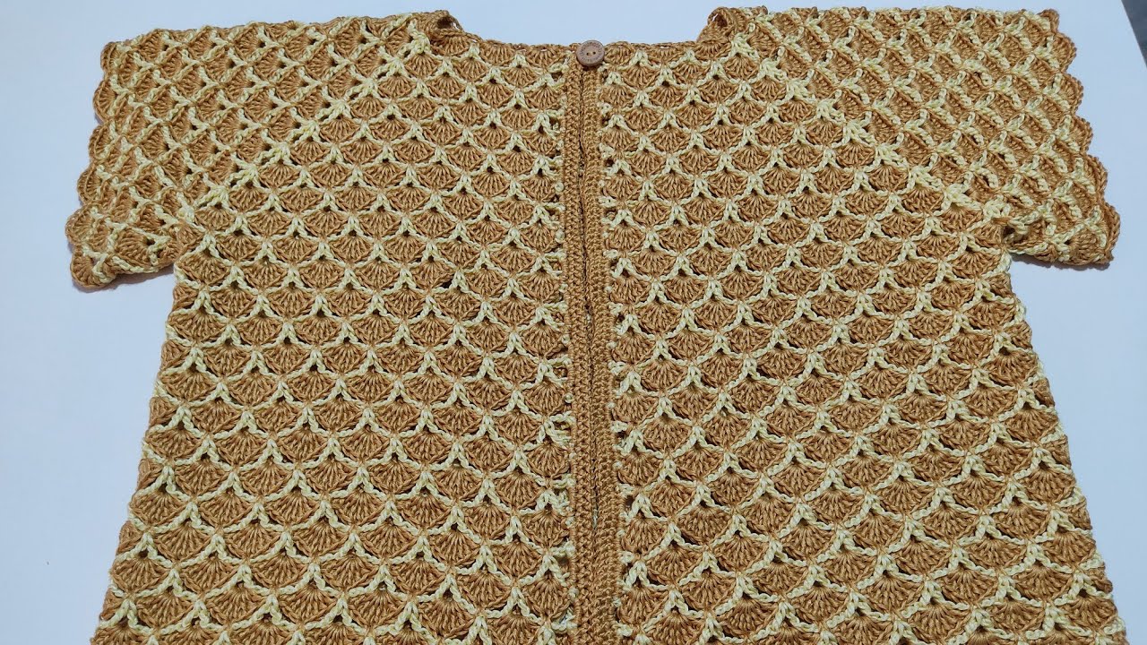 Yelpaze / Midye Model Yakadan Başlama Tığ İşi Örgü Hırka Yapımı 🧡💛 #örgü #crochet #tığişi #knitting