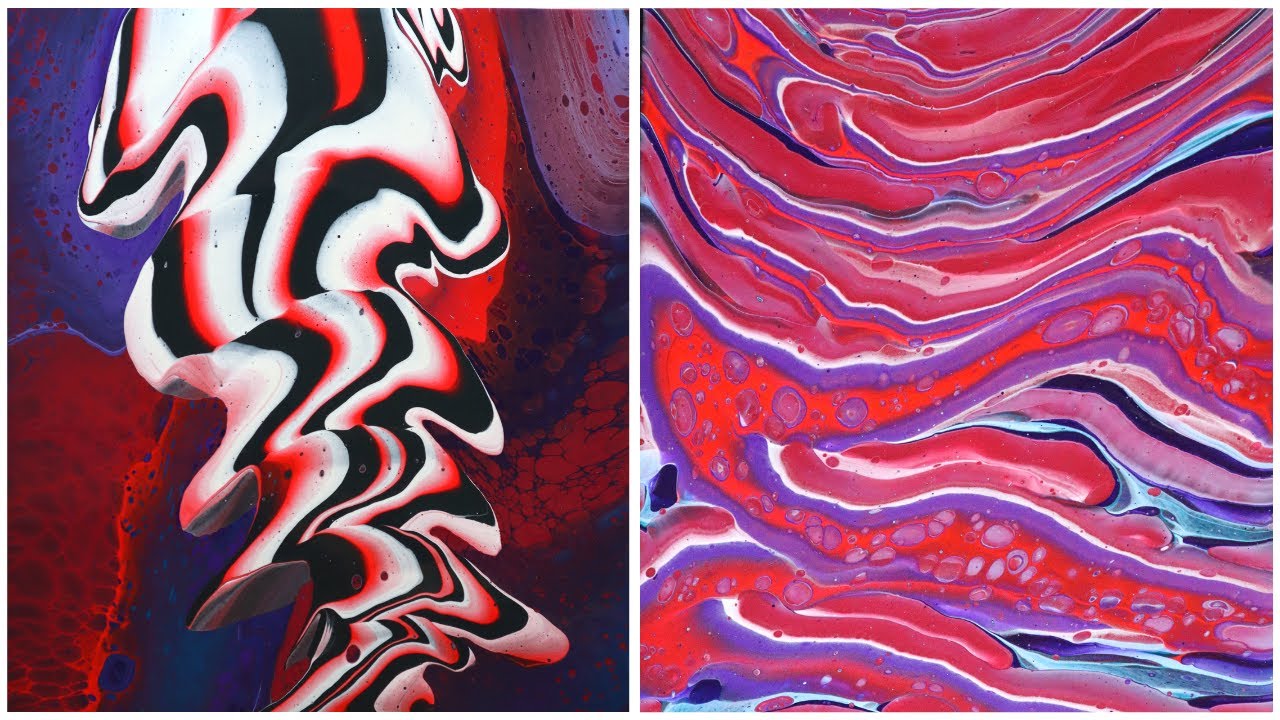 TIKTOK Viral Video Dustpan Acrylic Pour & Ribbon Pour using Reds and