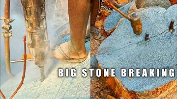 Big stone breaking|Fastest stone splitting technique|Stone cutting hand tools|Invention 03