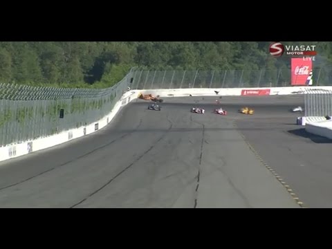 [HD] Fatal crash for Justin Wilson in indycar (RIP) - Pocono Speedway 2015