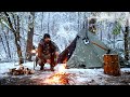 Hot tent camping in the snow