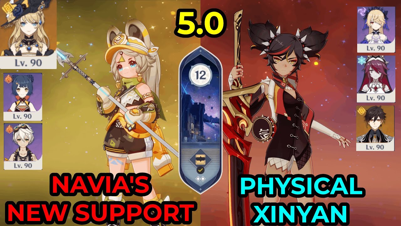 c3 Kachina x c0 Navia Double Pyro and c6 Xinyan Physical- Genshin Impact Spiral Abyss 4.8/5.0