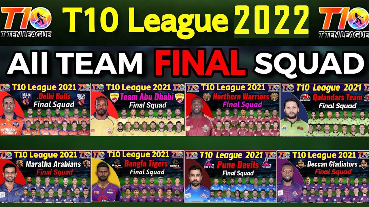 Abu Dhabi T10 League 2022 all teams squad So for