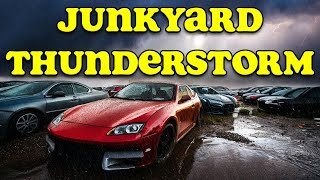 Trapped in a car during a thunderstorm at the Junkyard