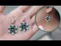 Beaded earrings. Seed beads and bicones flower earrings