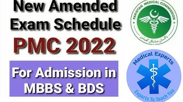 New Amended Exam Schedule by PMC For MDCAT 2022 | Medical Experts