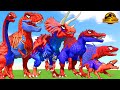 All Dinosaur Indoraptor Fighting Tyrannosaurus Rex Distortus Rex Indominus Rex in Jurassic World