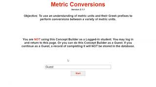 Review of Metric System and Intro to Concept Builders