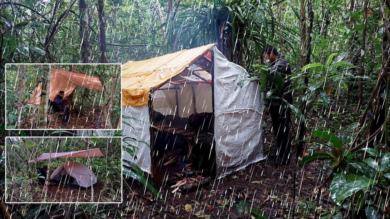 🌲 3-Day Solo Bushcraft Camping | Relax & Sleep in a Survival Tarp ...