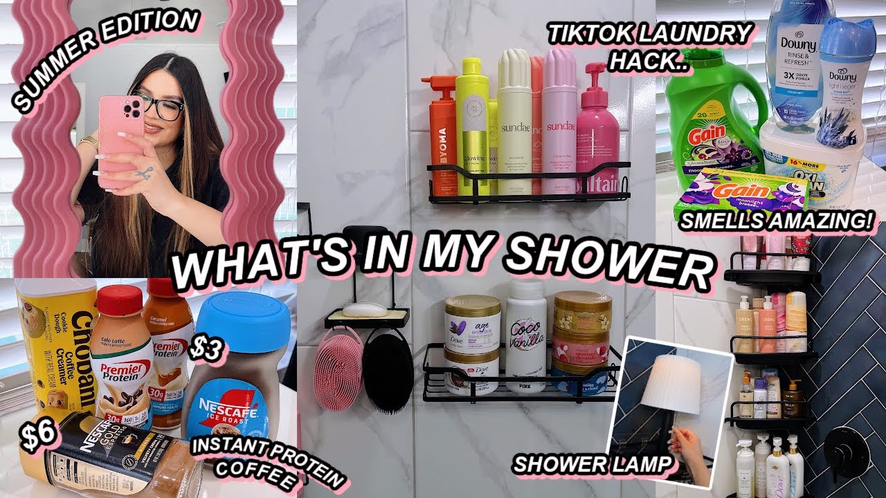 GIRLY VLOG🎀 SHOWER TOUR, FAVORITE SUMMER PRODUCTS + TRYING VIRAL LAUNDRY HACK & NEW INSTANT COFFEE
