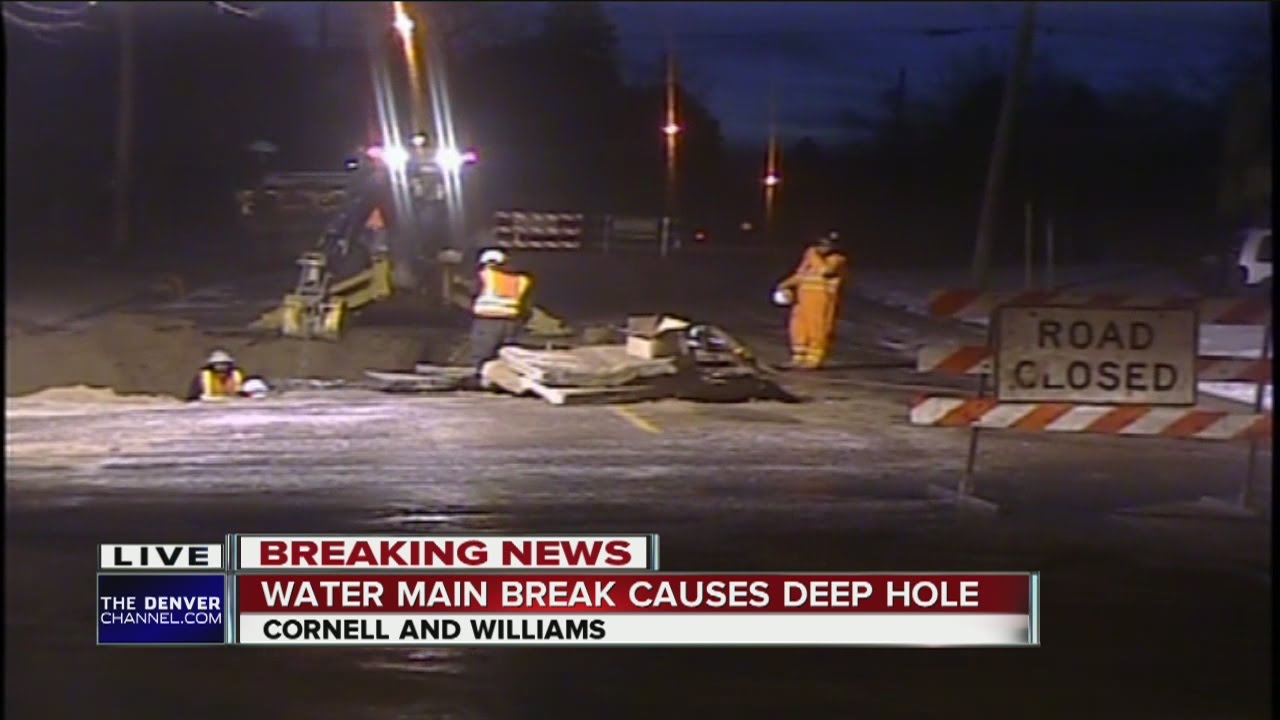 Water main break shuts down 3 blocks of Cornell near Williams - YouTube