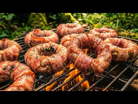 The Ultimate Beer Snack Cooked Over Fire | Bacon Onion Rings in Alaska