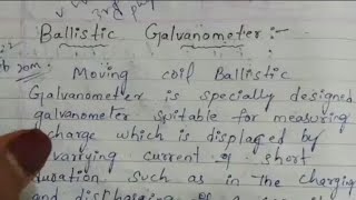 BALLISTIC GALVANOMETER 3 sem physics important question