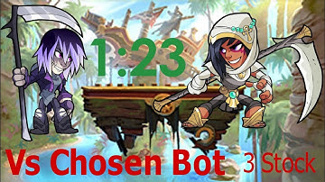 Brawlhalla Chosen Bot 3-stock at 1:23 I might be WORLD RECORD