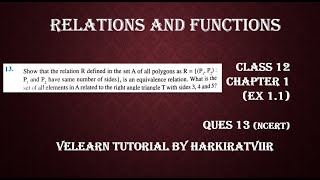RELATIONS &amp; FUNCTIONS | CHAPTER 1 | EX 1.1 | NCERT | REFLEXIVE, SYMMETRIC AND TRANSITIVE | PUC 2