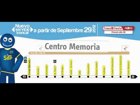 Portal Eldorado- Centro Memoria: Servicio Troncal J6-K6
