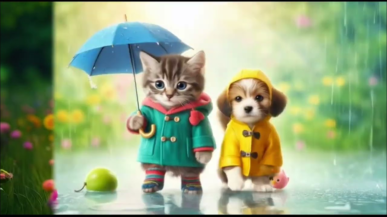 Baby Animals🐥🐱🐶 Enjoying Rain And Nature🌿🍃