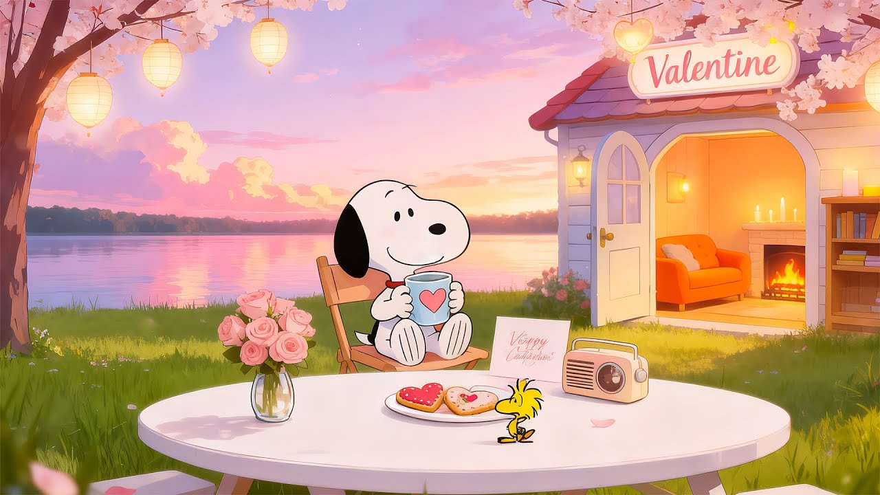 💞 Snoopy’s Cozy Valentine Morning | Relaxing Lofi Beats for Studying, Working & Stress Relief
