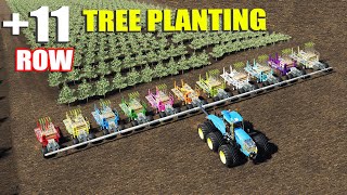 Amazing Forestry!  11 Row Tree Planting with Colorful Damcon PL-75! Farming Simulator 19