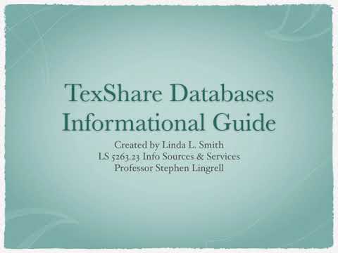TexShare Databases Instructional Session