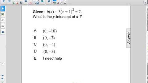 Algebra I Non Linear Functions Graph Quad Vertex Pt 3 Q57