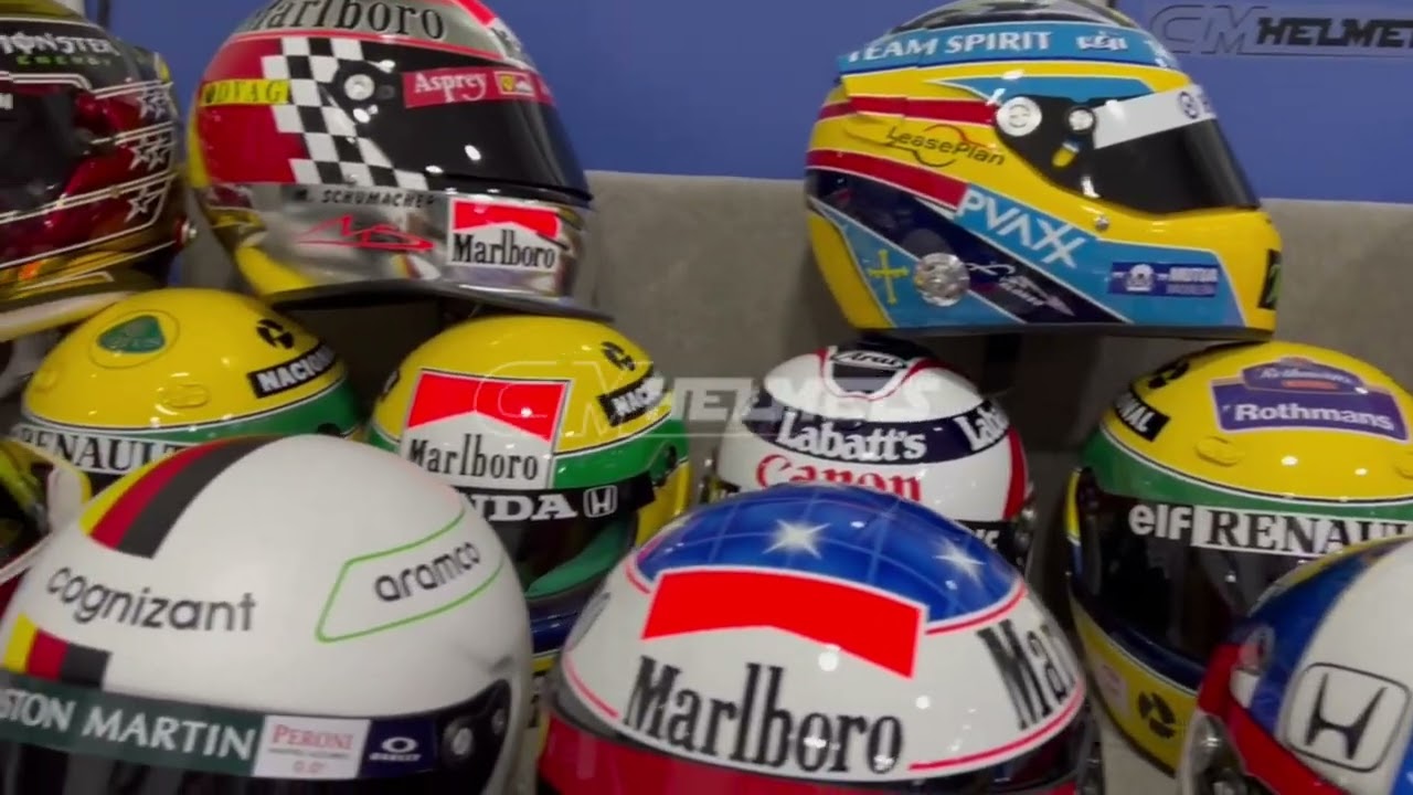 BIG SET OF F1 HELMETS READY TO GO - SCHUMACHER, SENNA, HAMILTON, ALONSO, VETTEL AND MANY MORE!!