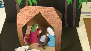 Easy to make paper Nativity Scene Easy to make paper Nativity scene, Birth place of Jesus,classroom, church, home school, Christmas crafts for kids, hand made.