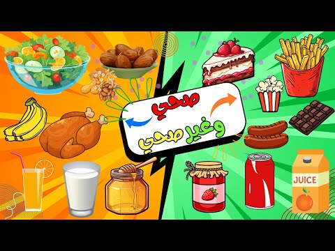 طعام صحي أم غير صحي للأطفال تعرف على الفرق بطريقة ممتعة تعليم الاطفال ألوان  