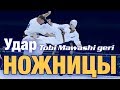 Удар ножницами в падении. Техника. Tobi mawashi geri. Удар НОЖНИЦЫ в Киокушинкай каратэ.