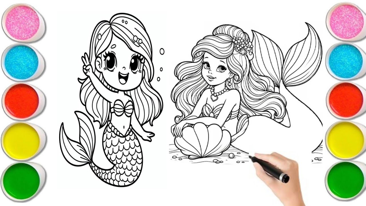 🧜♀️Beautiful Mermaid Drawing | Beautiful Mermaid Drawing for Kids ...