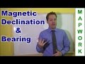 Mapwork magnetic declination and bearing calculations