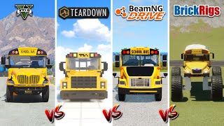 GTA 5 SCHOOL BUS vs TEARDOWN vs BEAMNG DRIVE vs BRICK RIGS MONSTER SCHOOL BUS - WHICH IS BEST?