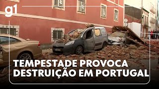 Tempestade provoca destruição em Portugal #g1