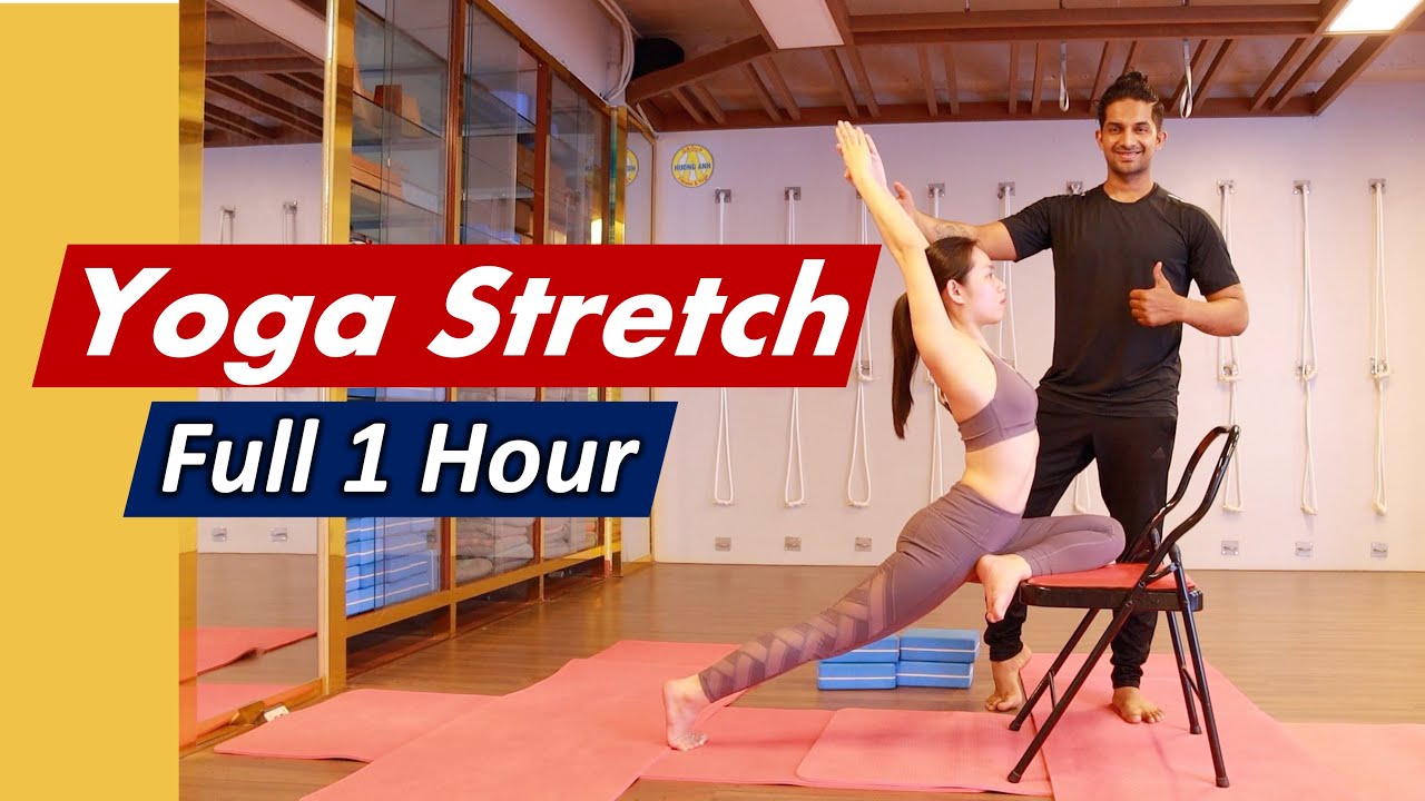 1 Hour Basic to Advanced Level Yoga Stretching For Splits | Hip Flexor ...